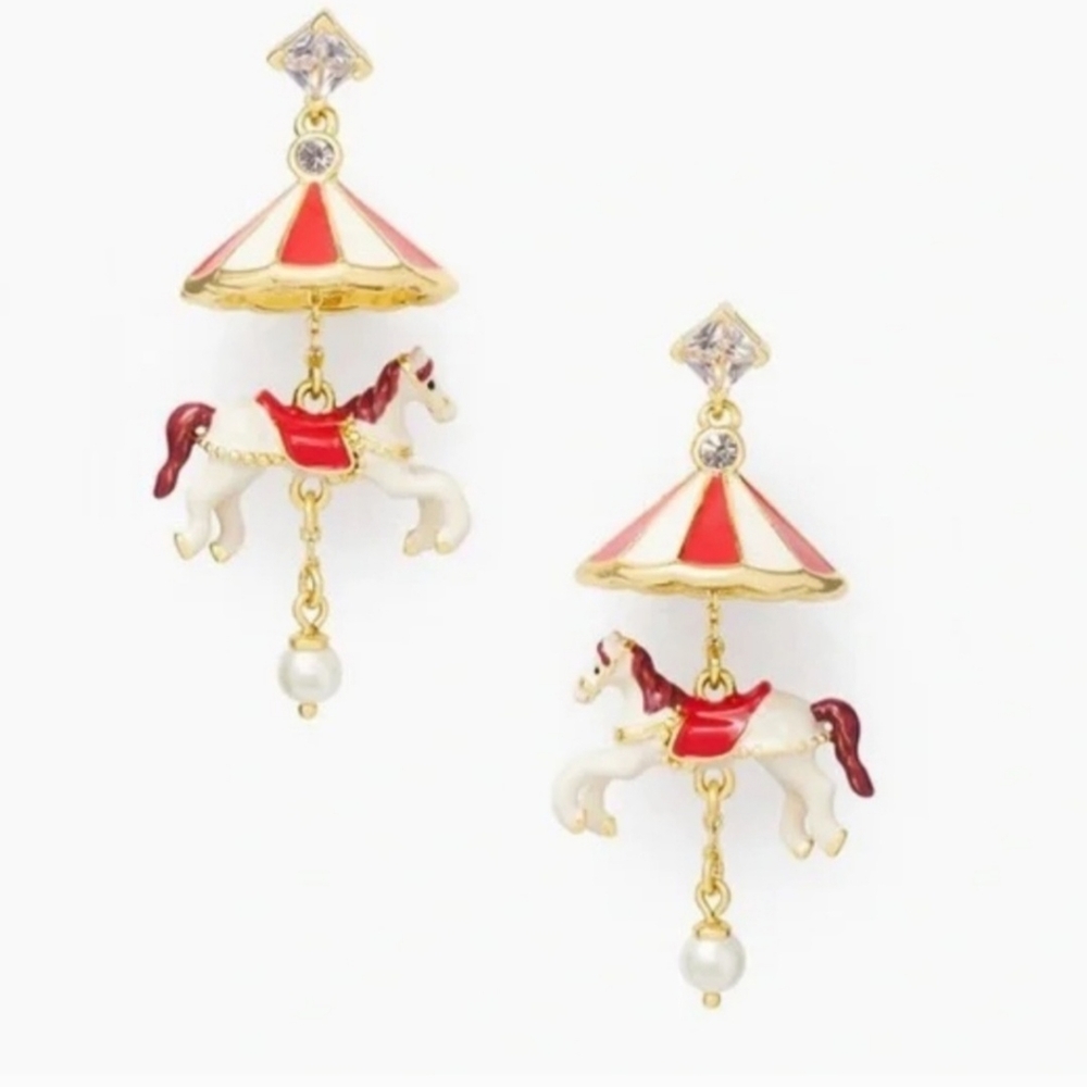 Kate Spade Winter Wonderland Carousel Earrings NWT & Dust Bag - Picture 2 of 5